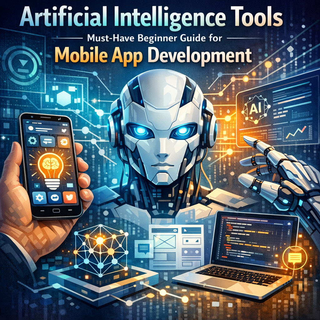 Illustration of Artificial Intelligence Tools: Must-Have Beginner Guide for Mobile App Development