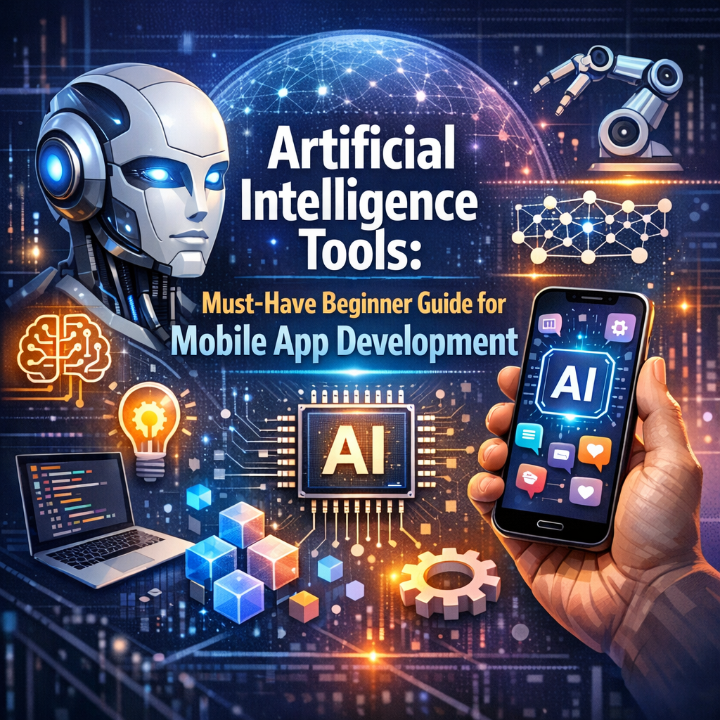 Illustration of Artificial Intelligence Tools: Must-Have Beginner Guide for Mobile App Development