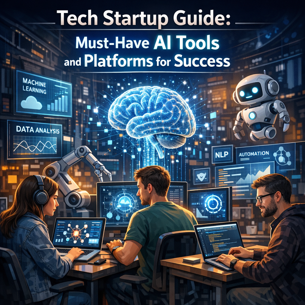 Illustration of Tech Startup Guide: Must-Have AI Tools and Platforms for Success